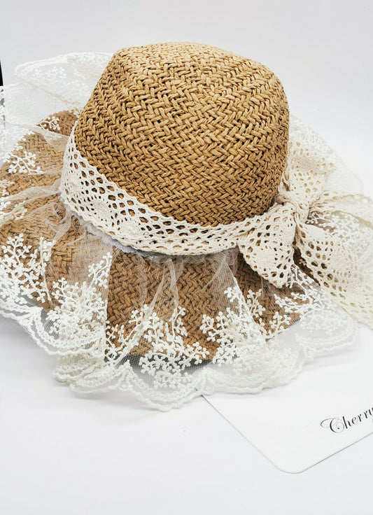 Beautiful Lace Children's Straw Sun Hat