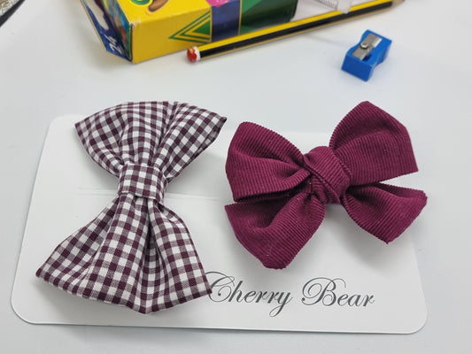 Burgundy Back to School Hair Bow