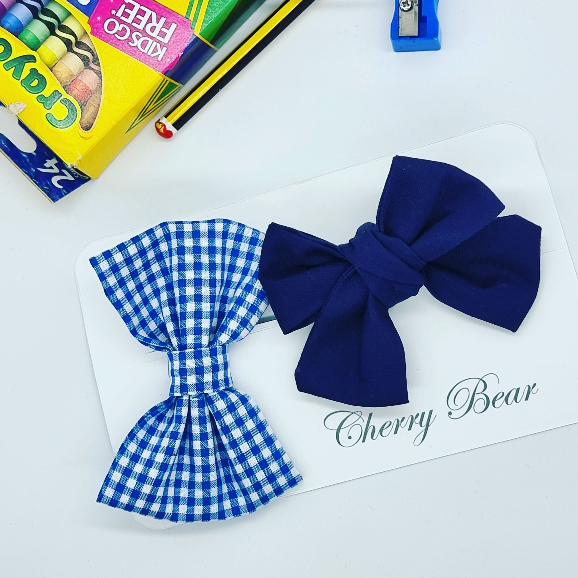 Navy Back to School Hair Bows