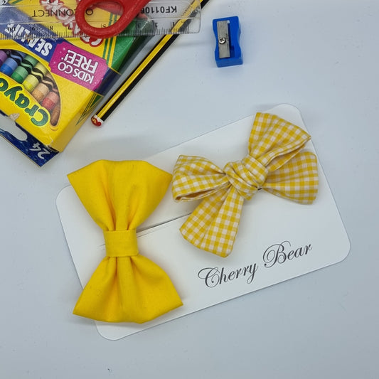 Yellow Back to School Hair Bows